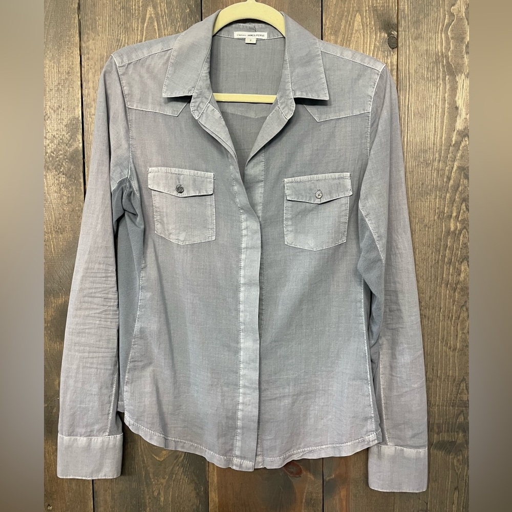 James Perse Light Gray Button down Shirt
